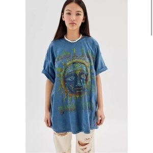 Urban Outfitters Women's X Sublime Distressed Oversized Tee T-Shirt Dress - Blue